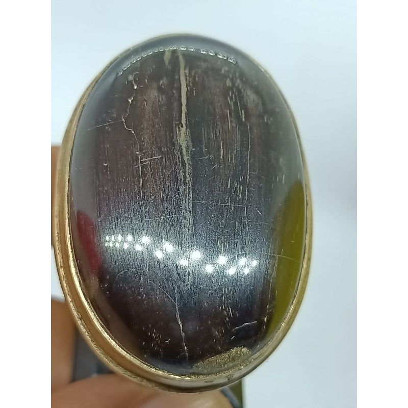 Cincin Batu Posil Galih Kelor Hitam Pekat Serat Emas , Jumbo Babon