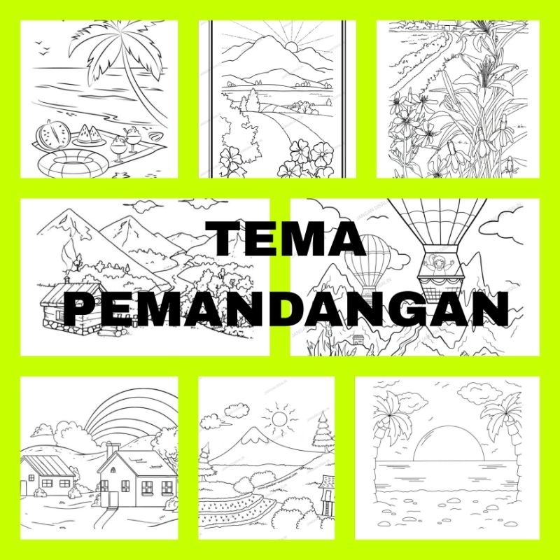 GAMBAR MEWARNAI PEMANDANGAN | GAMBAR PEMANDANGAN | GAMBAR ANAK SD PAUD TK