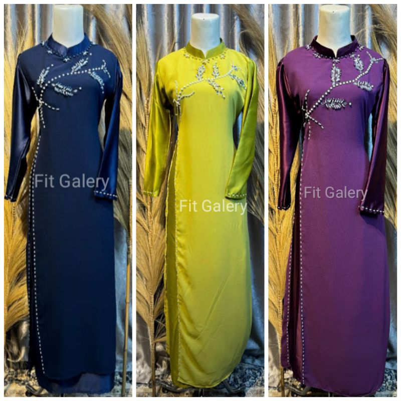 NEW Gamis Pesta Sifon Daun Rambat