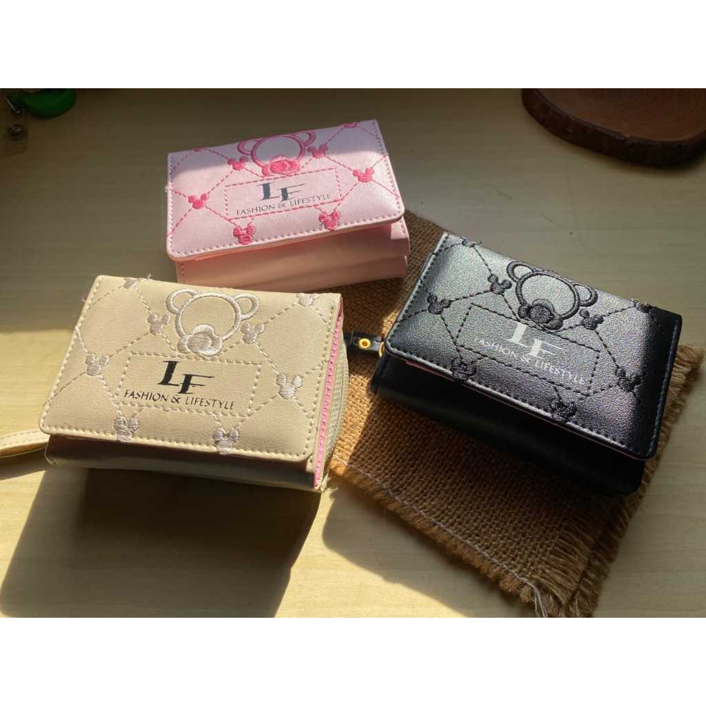Dompet Kartu Dompet Genggam Dompet Lipat Wanita Mini Variasi Bordiran LF Keren