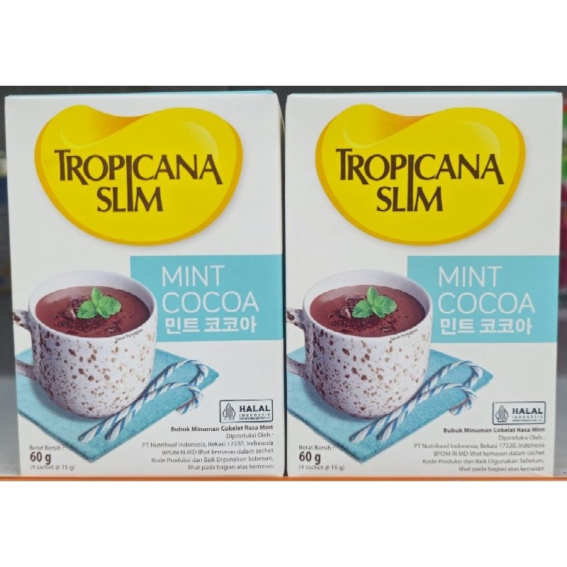 

Tropicana Slim Mint Cocoa 60gr (isi 4pcs×15gr) - Minuman Bubuk Coklat Rasa Mint