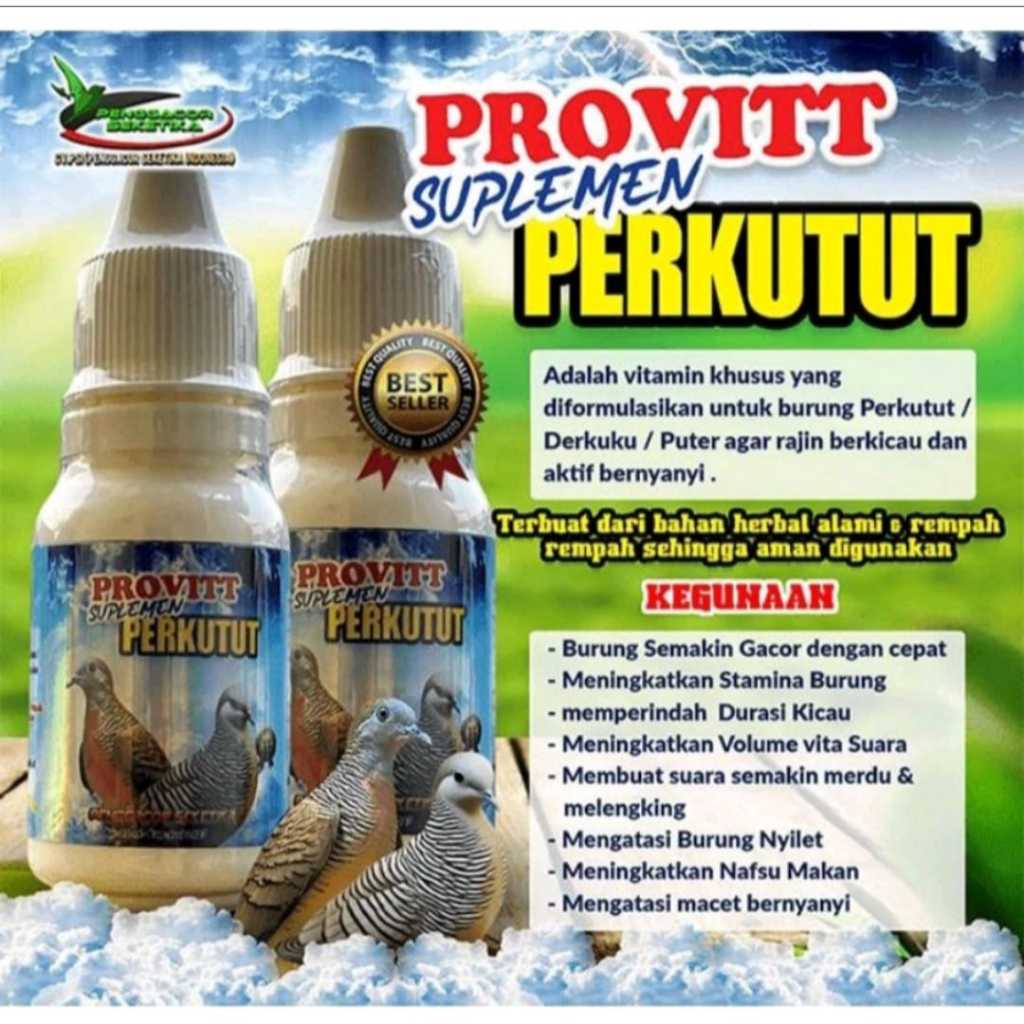 PROVITT SUPLEMEN PERKUTUT VITAMIN PENGGACOR PERKUTUT DERKUKU PUTER PELUNG MANGGUNG GACOR
