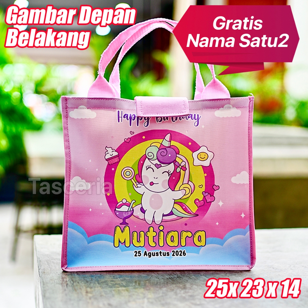 Tote Bag Ulang Tahun Anak Custom Unicorn