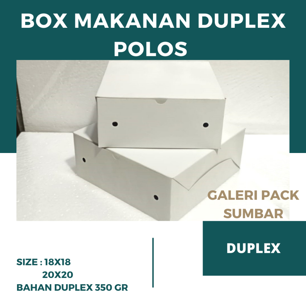 Box Makanan Putih Polos Box Snack Putih Duplex Polos Size 18x18 ,20x20
