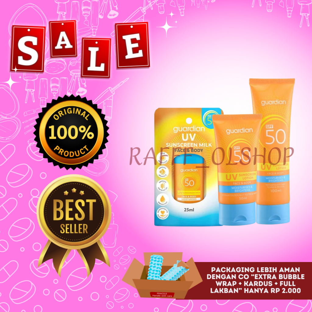GUARDIAN FACE & BODY UV SUNSCREEN SPF 50 | PRODUK TERBARU