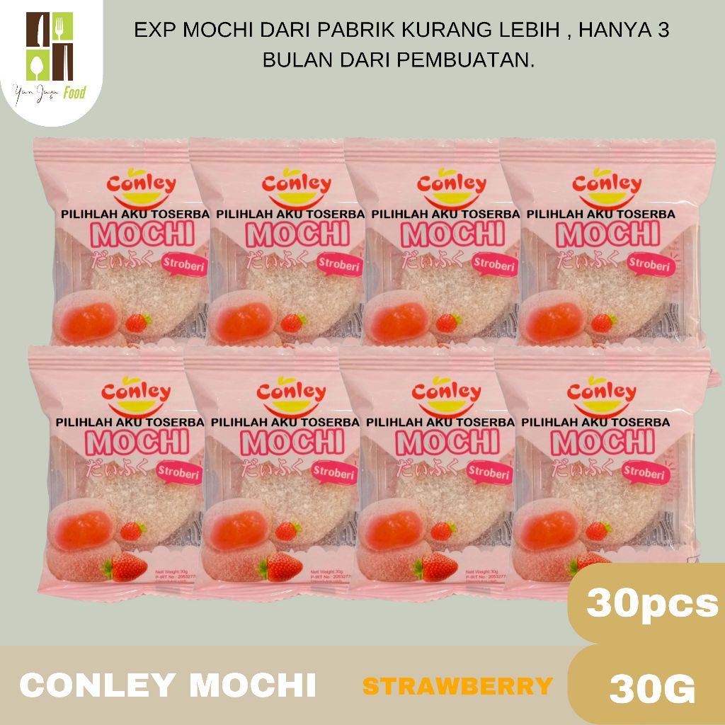 

Mochi Conley/Mochi Jepang /Mochi Viral / Kue Moci / Lembut / Rasa Matcha / Cokelat / Stroberi / Mangga / Kacang /susu 30g 30pcs