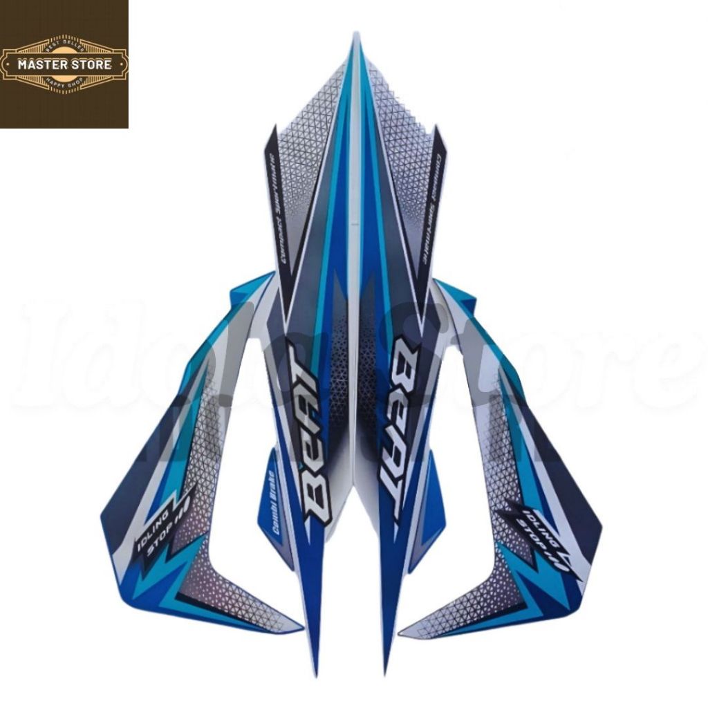 STIKER STRIPING BEAT ISS 2018 BIRU LES LIS BODY MOTOR BEAT ISS 2018 STIKER BEAT ISS