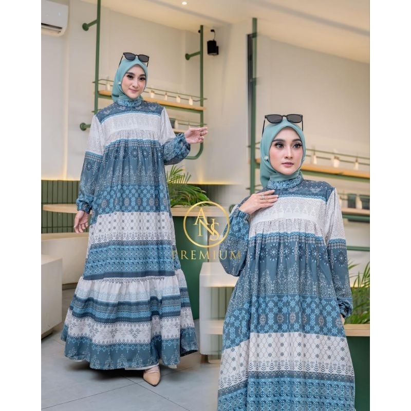[Grosir/3Pcs]Dress Gamis Raisa Elegan Motif