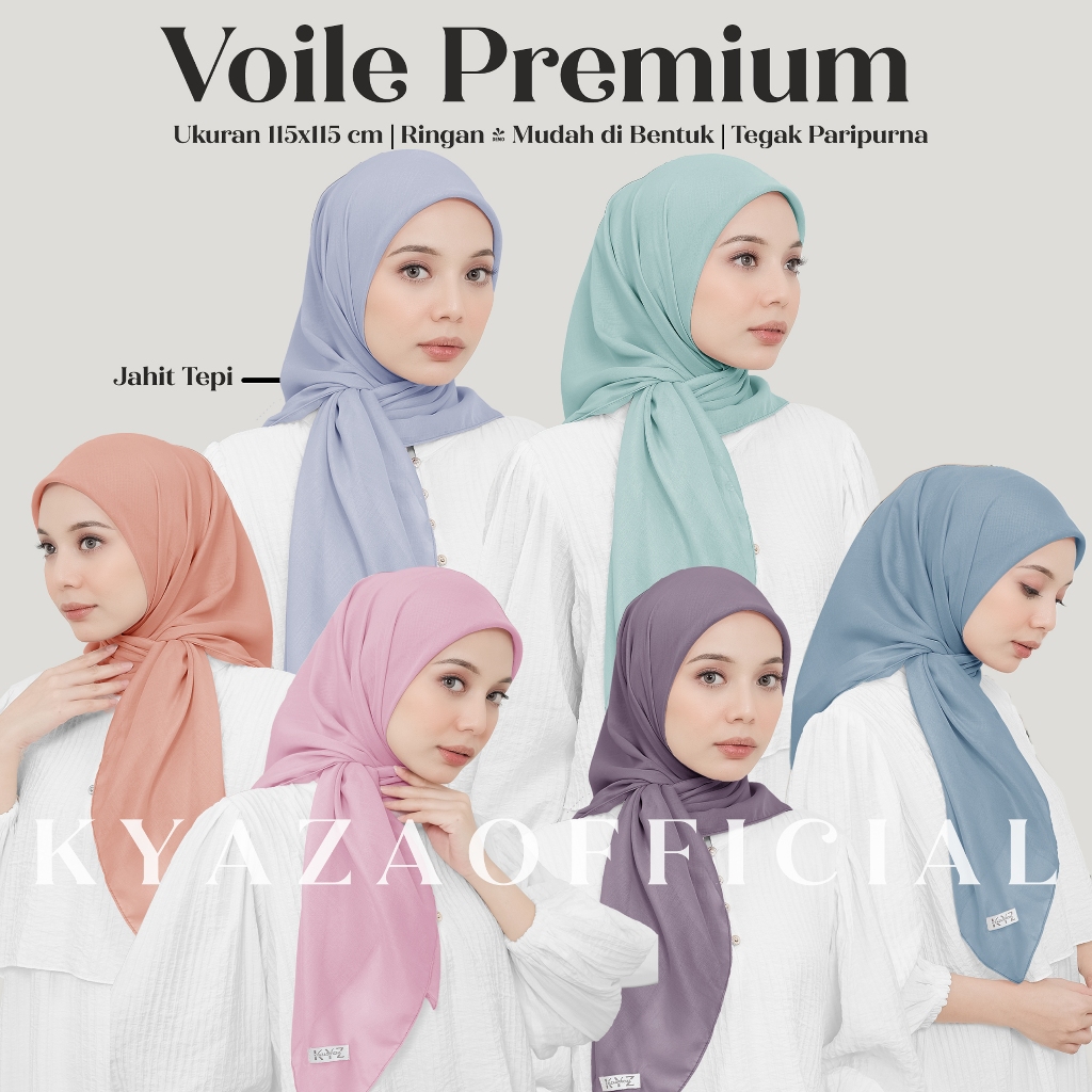KYAZA OFFICIAL - Hijab Segi empat Voile Premium | Hijab Segiempat Voal original | Hijab Voile