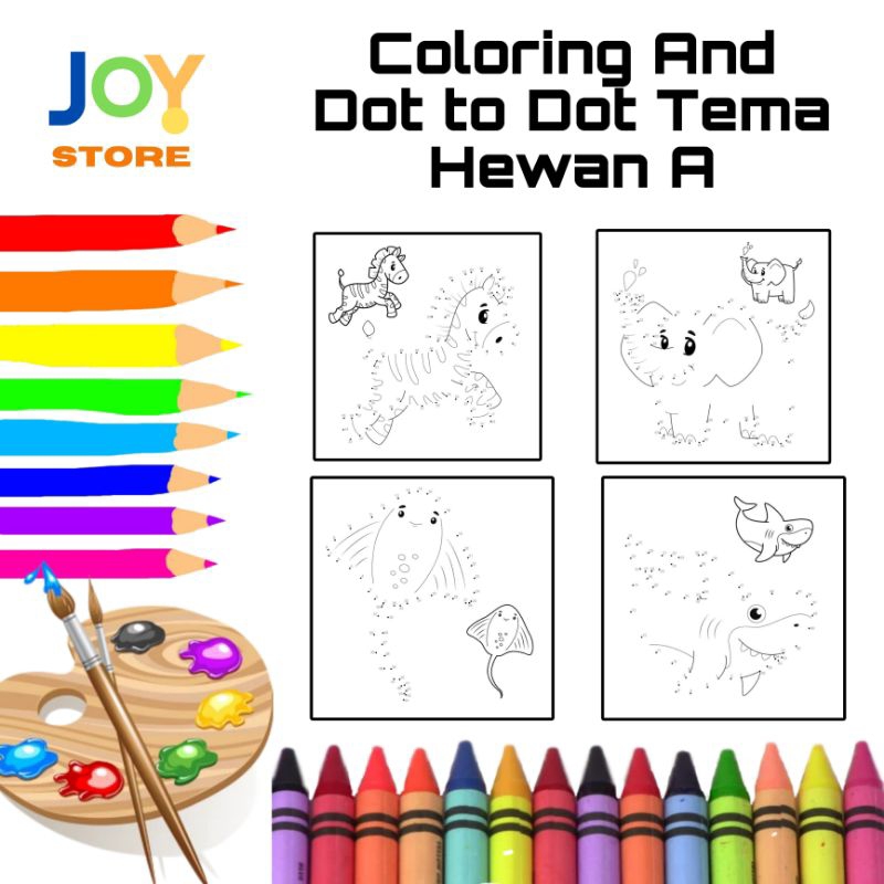 

Kertas Gambar Mewarnai dan Menyambung Garis untuk Aktivitas Anak Ukuran A4 dan A5 150 gsm - Coloring Paper and Dot to Dot Tema Hewan A Toko Joy Store