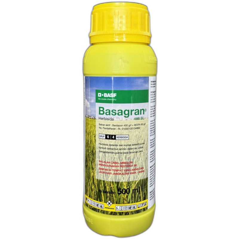 HERBISIDA BASAGRAN 460 SL 500 ML/RACUN SISTEMATIK KONTAK SELEKTIF GULMA RUMPUT, TEKI, LEBAR PADI