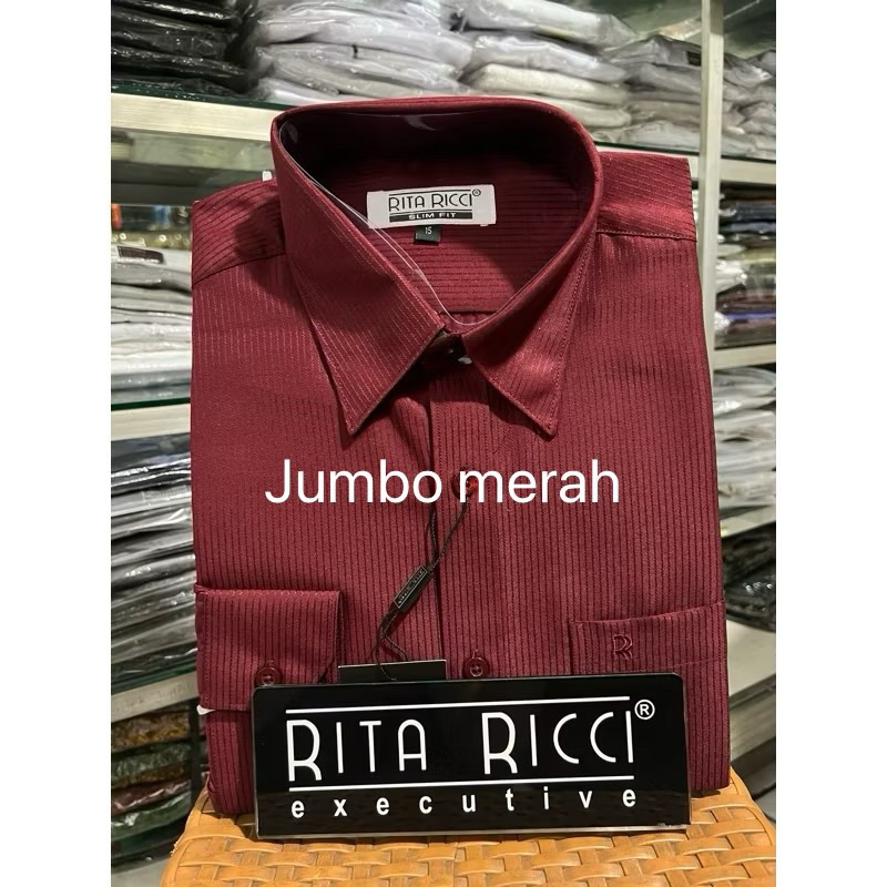 Kemeja List Rita Ricci Slim fit ukuran JUMBO Lengan panjang / Kemeja Salur Rita Ricci / Kemeja pria 