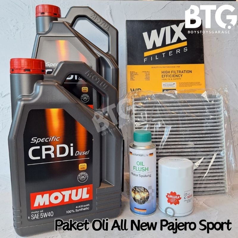Paket Ganti Oli Mitsubishi All New Pajero Sport ANPS MOTUL CRDI Common Rail Diesel 5W40 8 Liter term