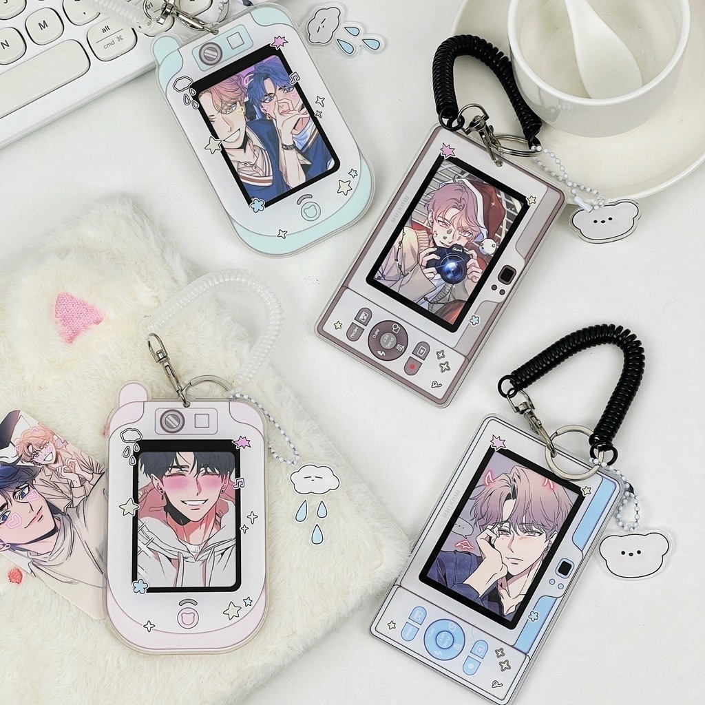 

Acrylic 3 Inch Phone Shape Card Holder Photocard Frame with Spring Rope Card Bag Bus Card ID Card Protective Case Stationary Set