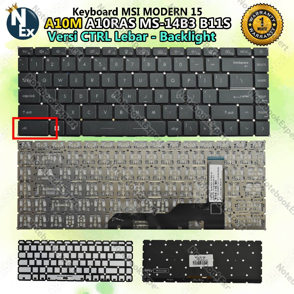Keyboard MSI Modern 15 A10 A10M A10RAS A10RBS MS-1551 MS-14D1 - BACKLIGHT