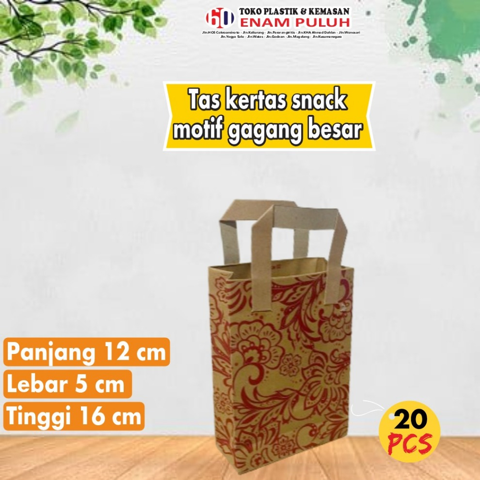 

Tas Kertas Snack Motif Gagang Besar isi 20 pcs Paper Bag Snack Motif Gagang Besar elegan hemat