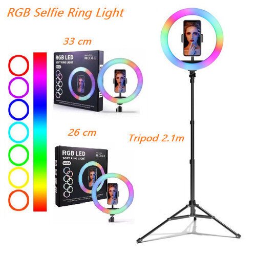 TRIPOD LAMPU RINGLIGHT + HOLDER HP HANDPHONE KAMERA CAMERA STUDIO 2.1M HX 300 12 INCHI RING FILL LIG