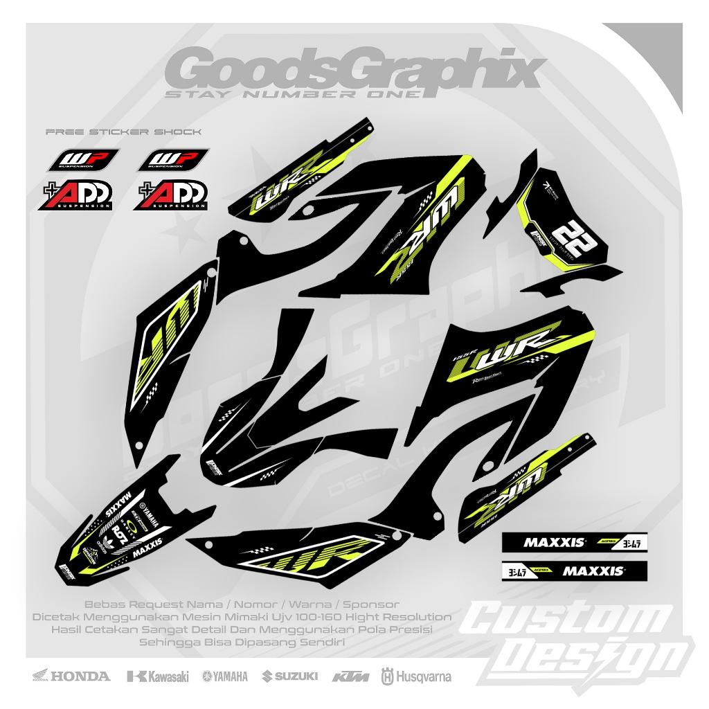 Decal Yamaha Wr 155 Hitam Kombinasi Stabilo - Decal Custom Wr 155