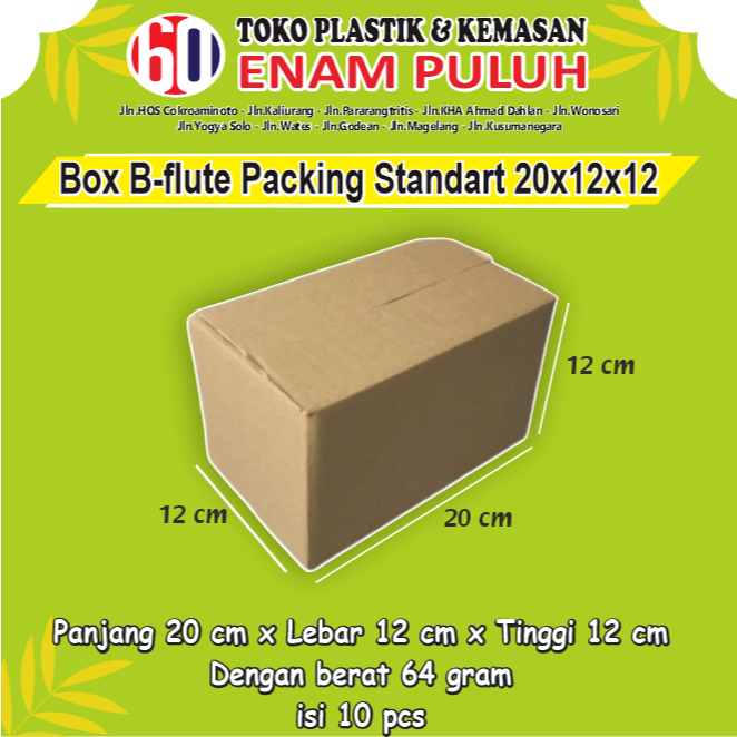 

Kotak Kardus Tebal Brown Box B-Flute Packing Standart 20x12x12 Isi 10 pcs