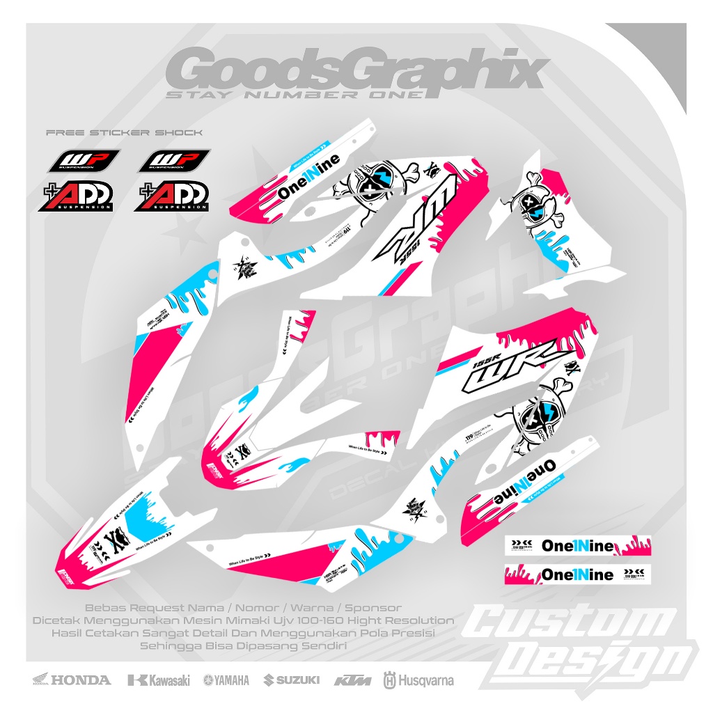 Decal Yamaha Wr 155 Putih Pink Meleleh - Decal Wr 155 Custom Design