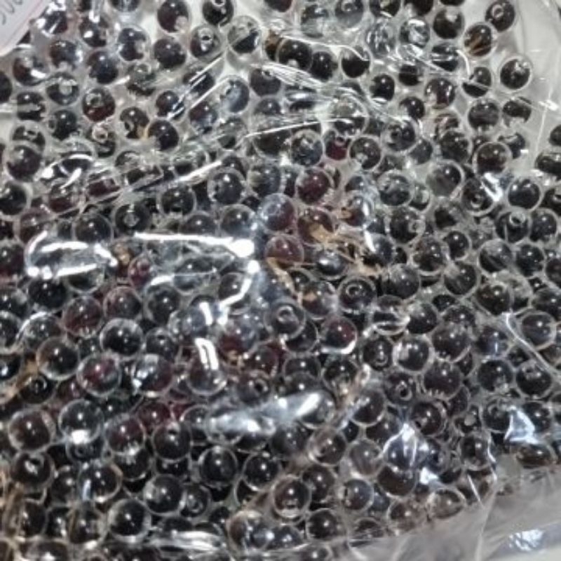 Manik Mote akrilik bulat isi kecil Hitam clear 100 gram