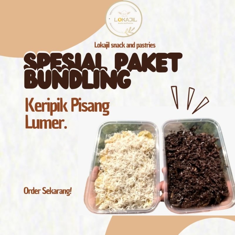 

Keripik Pisang Lumer (Full Topping) by Lokajil Bundling Paket Cokelat + Tiramisu Lokajil Keripik Pisang Lumer 125g + 125g