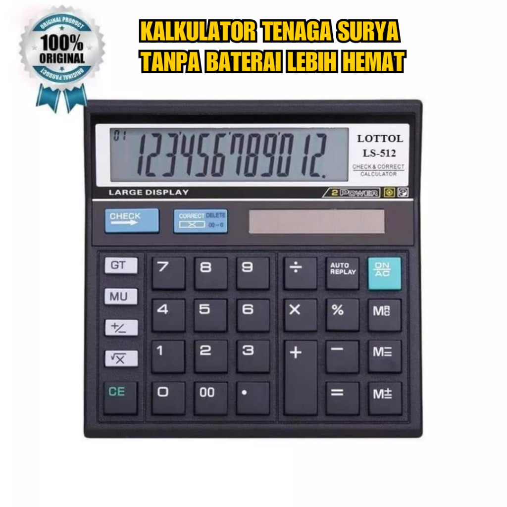 

Kalkulator Digital Tenaga Surya Tanpa Baterai Kalkulator Check Correct 12 Digit Layar Besar