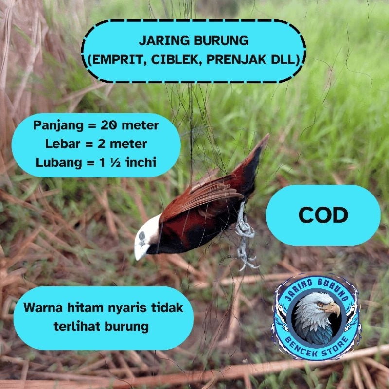 JARING BURUNG EMPRIT 20 JARING BURUNG SAWAH SIAP PAKAI