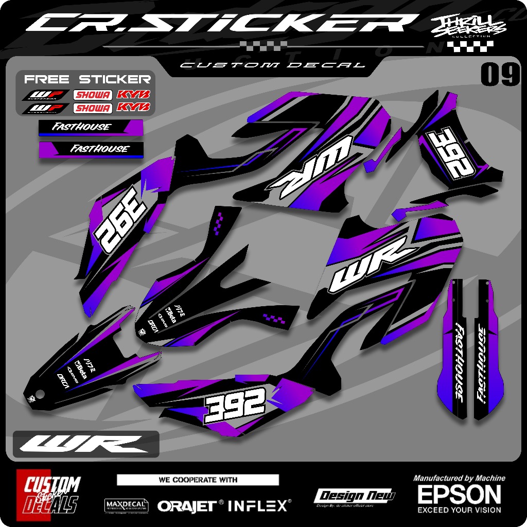 Decal WR 155 Full body Supermoto Bebas Custom - Dekal Sticker Stiker Motor Cross Yamaha WR 155 Motif