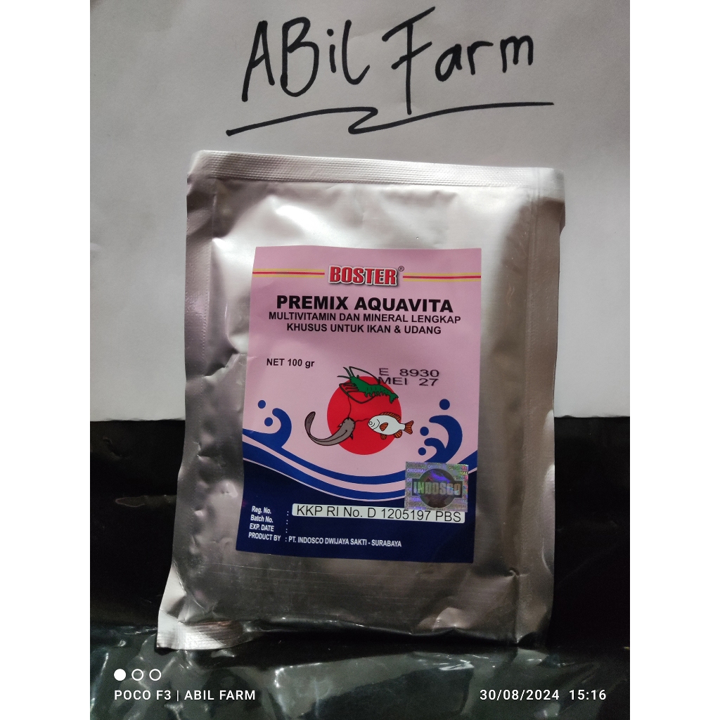 BOSTER PREMIX AQUAVITA 100 gram , premix aquavita multivitamin BOSTER