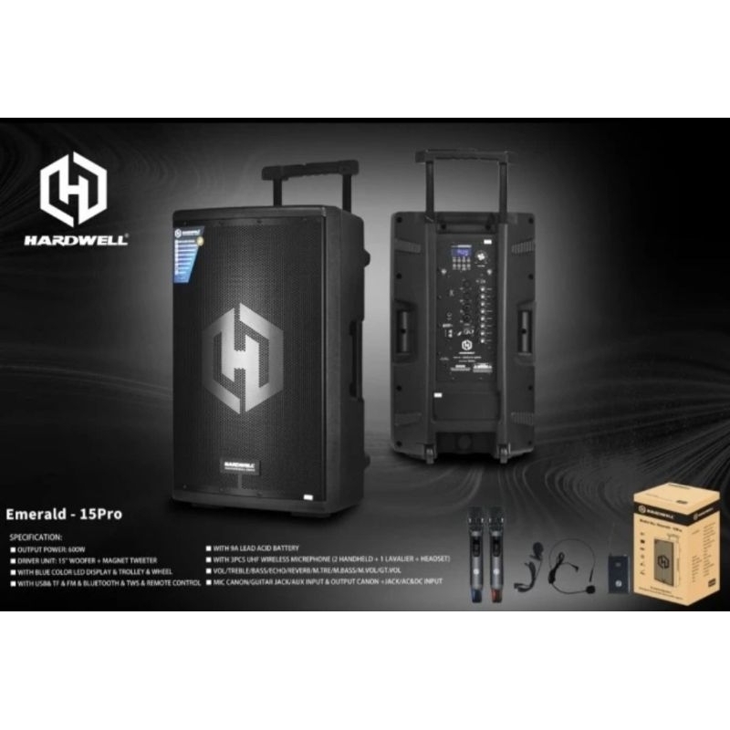 Speaker Portable Hardwell Emerald 15 PRO Original 15 inch HARDWELL EMERALD 15PRO