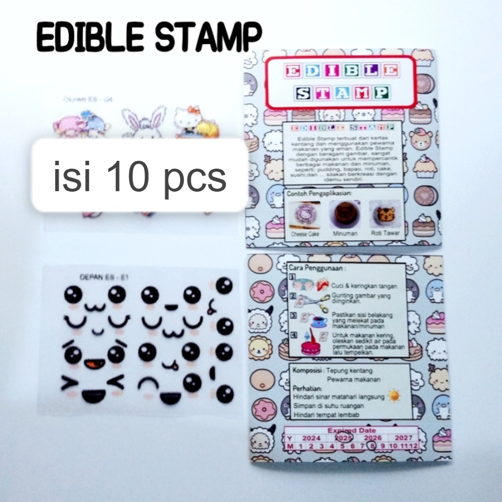 

(READY BANDUNG Edible Stamp Stiker Makanan Edible Stiker Edible Image Edible Print Sticker Makanan bekal anak instan dan menarik stiker viral STICKER MATA ISI 10 BENTO