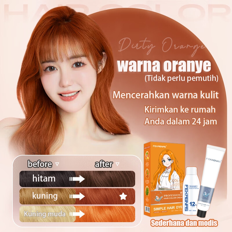【Beli 100ml gratis 100ml】STYLE FIT cat rambut warna oranye Pengiriman cepat, pewarnaan mudah（cat ram