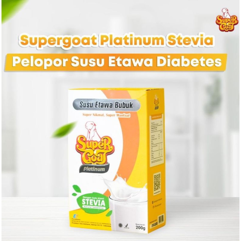 

Supergoat Susu Kambing Etawa Bubuk Platinum Stevia Isi 1 Box Solusi Diabestes