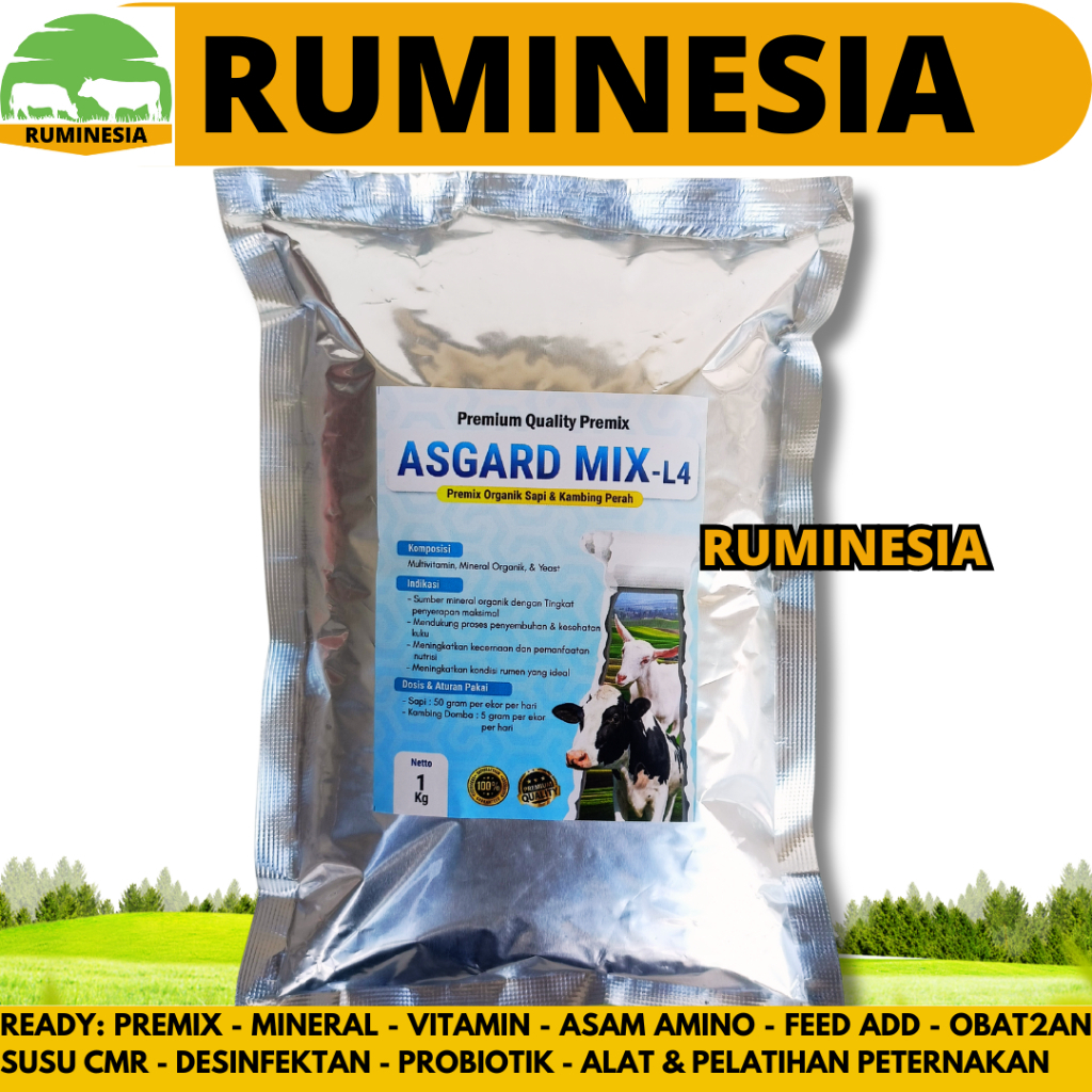 Premix Sapi Perah ASGARD MIX 1 KG - Premix Sapi Perah - Premix Kambing Perah - Premix Mineral Organi