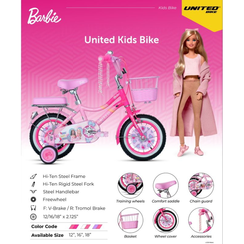 Sepeda Anak United 12 inch Barbie