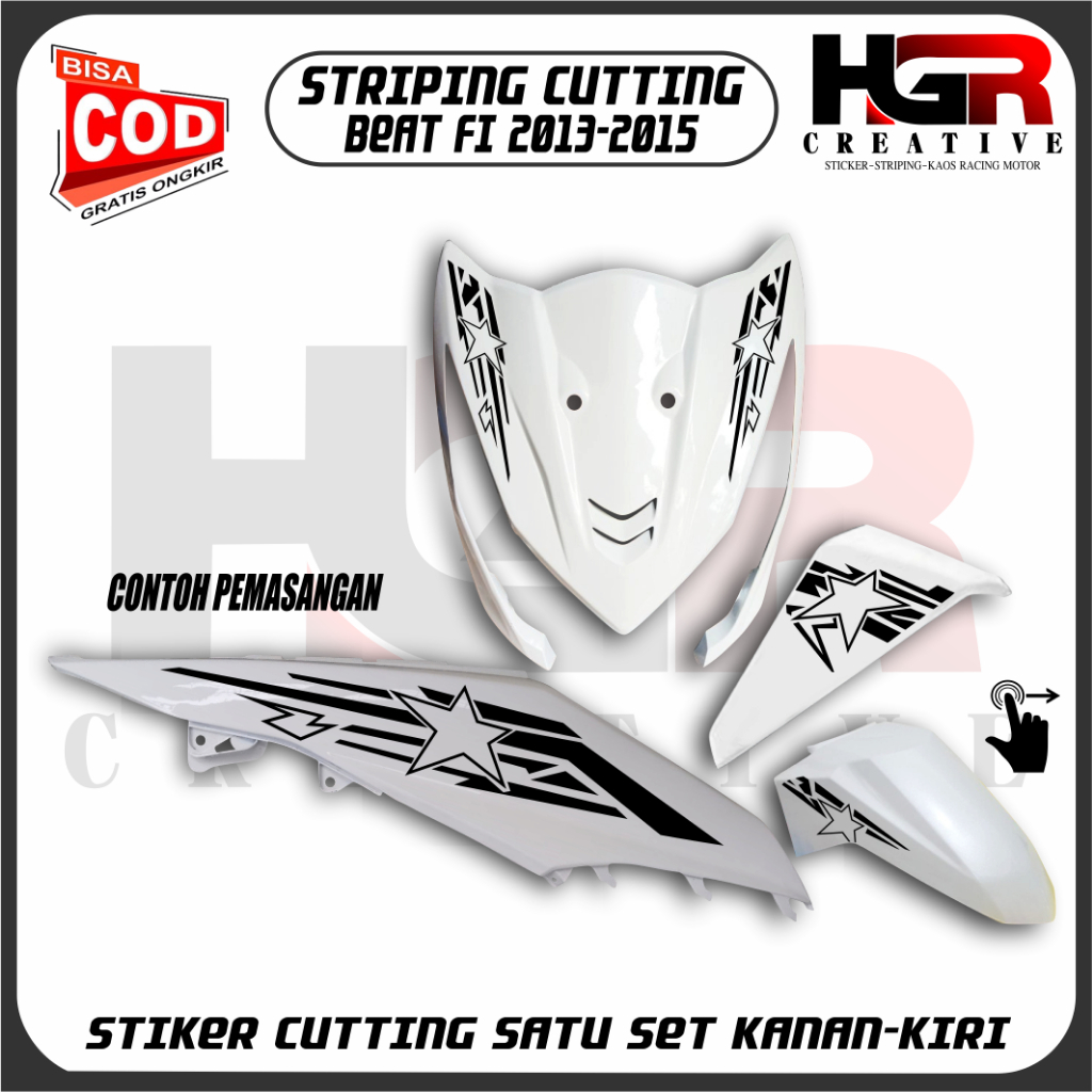 Striping Cutting Honda Beat FI Tahun 2013-2015 Stiker CUtting List Stripping Bintang Star Sticker
