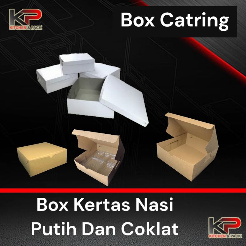 Box Catring Putih, Coklat / Kotak Makan Kertas Putih Coklat