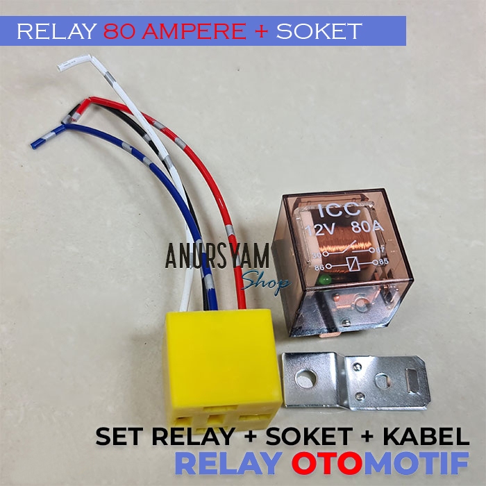 Termurah Paket Relay 4 Kaki & Soket Relay 12 Volt 80 Ampere