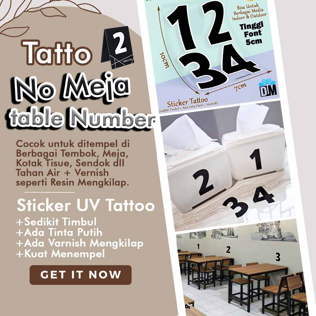 

Sticker UV DTF No Nomer Meja Table Number Angka Tato Tattoo Emblem Timbul Mengkilap Bersih Keren Mengkilap Bisa Ditempel Dimana Saja Tahan Air Minyak Panas Dingin