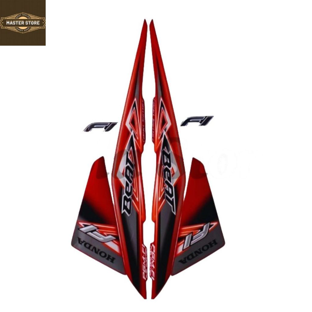 Striping Stiker Motor Honda Beat FI 2013 Merah Standar List Stiker Beat FI 2013