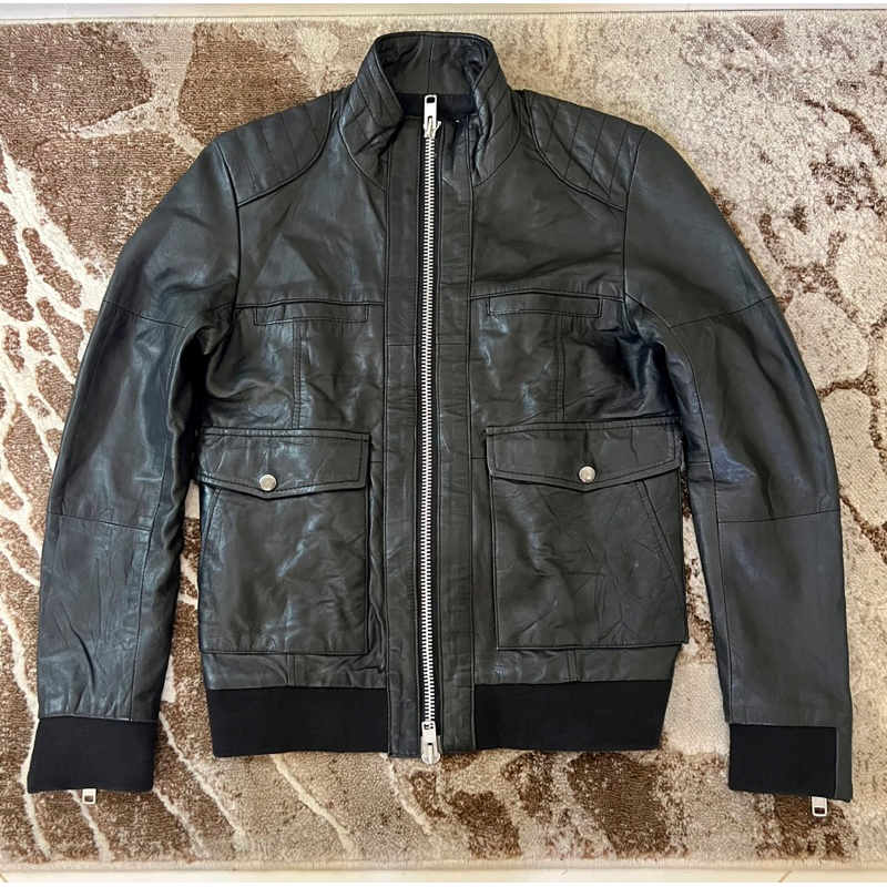 Leather Jacket Jaket Kulit Bomber Unisex Cowok Cewek Cakep Second Preloved