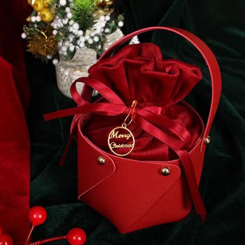 

NEW - CHRISTMAS TOTE BUCKET LEATHER BAG COOKIES KUE KERING SNACK CANDY NATAL - GIFT BOX VELVET GIFT BAG CHRISTMAS EVE - TAS KULIT NATAL