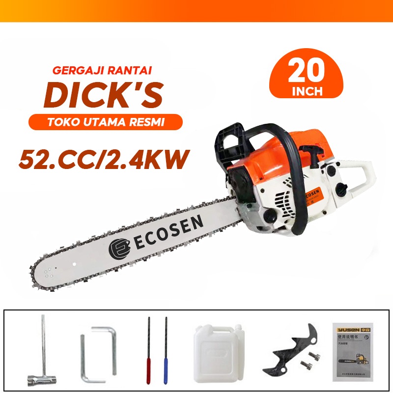 DICKS Mesin Potong Kayu 58CC 20/22/24" Chainsaw 2Tak Untuk /Gergaji Mesin/Mesin Gergaji Kayu/Gergaji