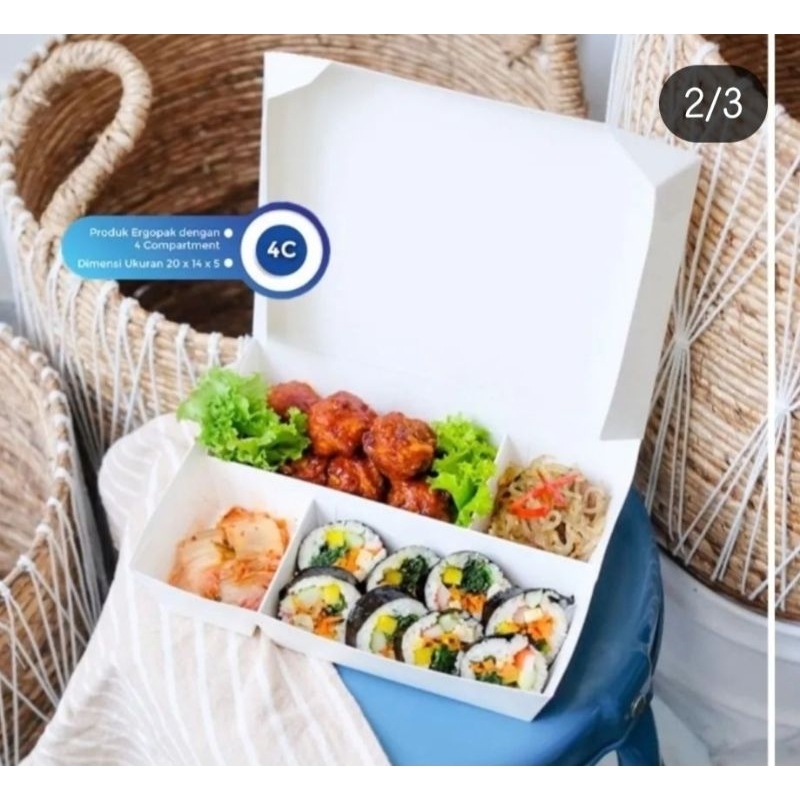 Paper Box Sekat 4/  Lunch box sekat 4 / Dus nasi kotak sekat 4