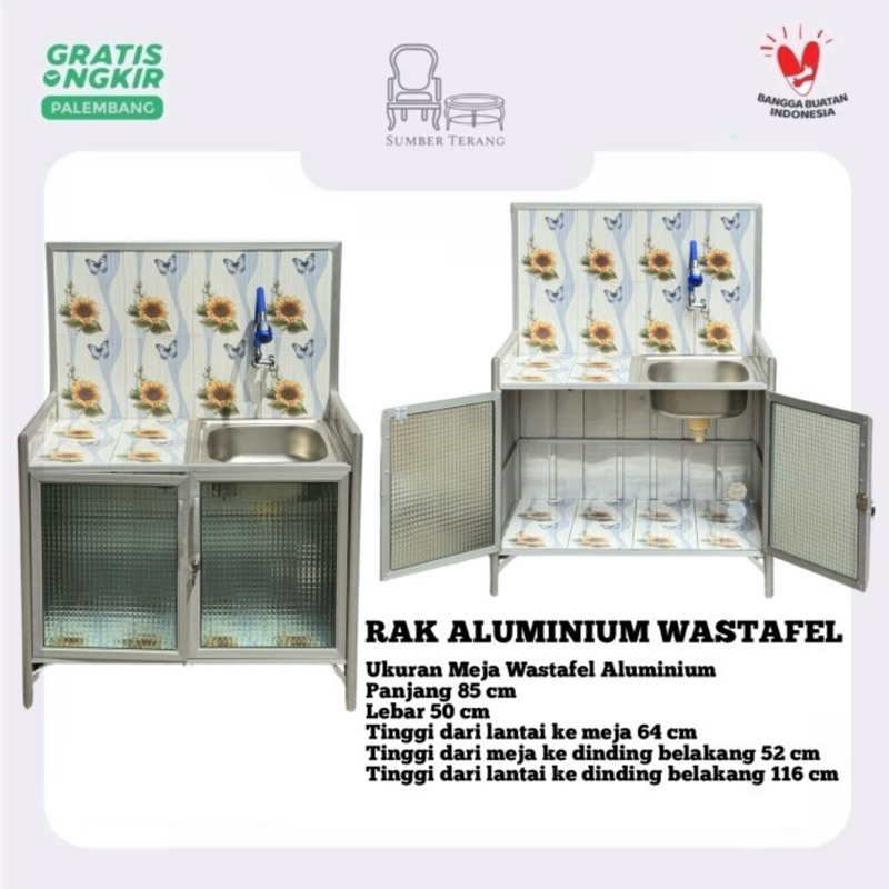 Rak Piring Wastafel Alumunium 2 pintu Rak Piring Aluminium Rak Wastafel Rak Cuci Piring Rak Dapur Ki