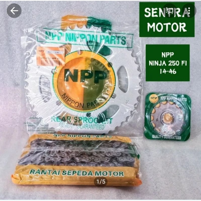 Gear Set Ninja 250 FI NPP 520 - Sepaket Gear Ninja 250 FI Depan Belakang 520x14-46 Rantai 520x108 NP