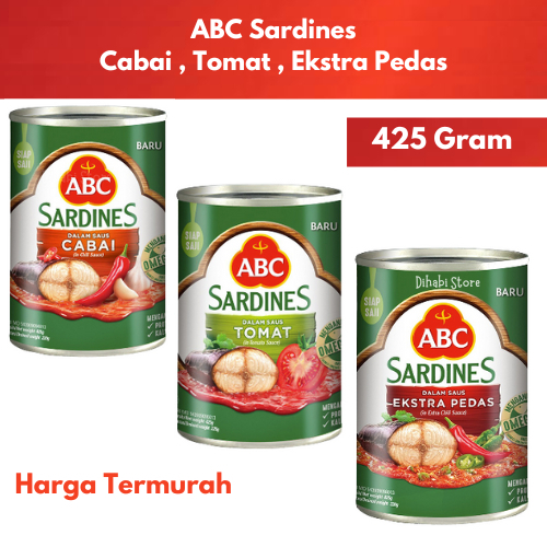 

Sarden ABC 425 Gram (Tomato, Chili, Ekstra Pedas) - ABC SARDINES