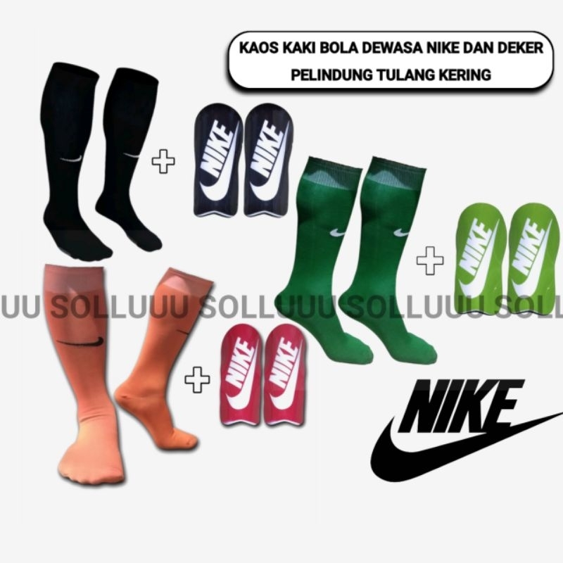 Kaos Kaki Sepak Bola Dewasa Nike Dan Skin/Deker - Pelindung Tulang Kering - Nike KW