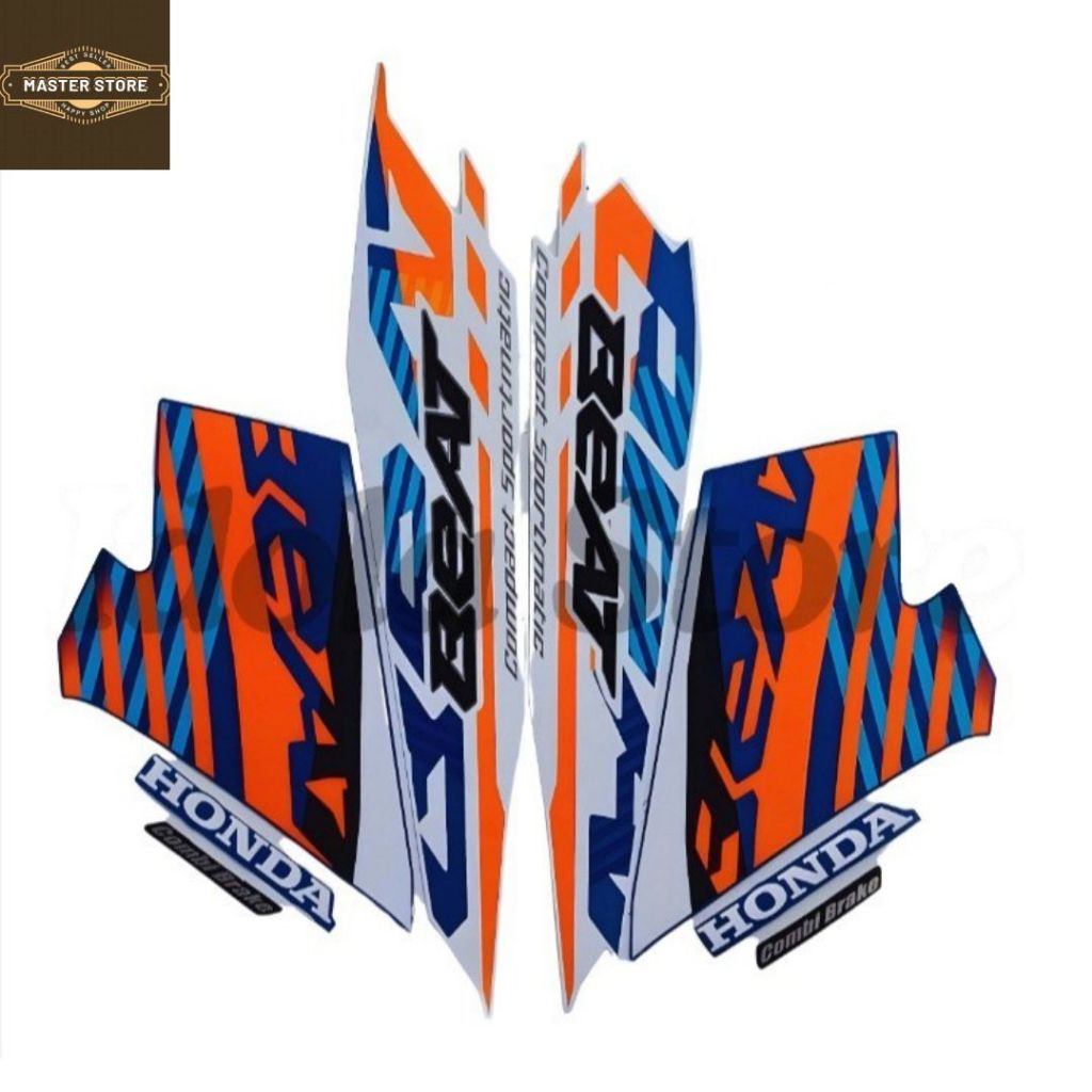 STIKER STRIPING HONDA BEAT NEW 2021 ORANGE PUTIH FULL STIKER LIS BODY MOTOR BEAT NEW 2021